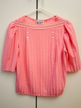 Vintage 70s Pink Puff Sleeve Too